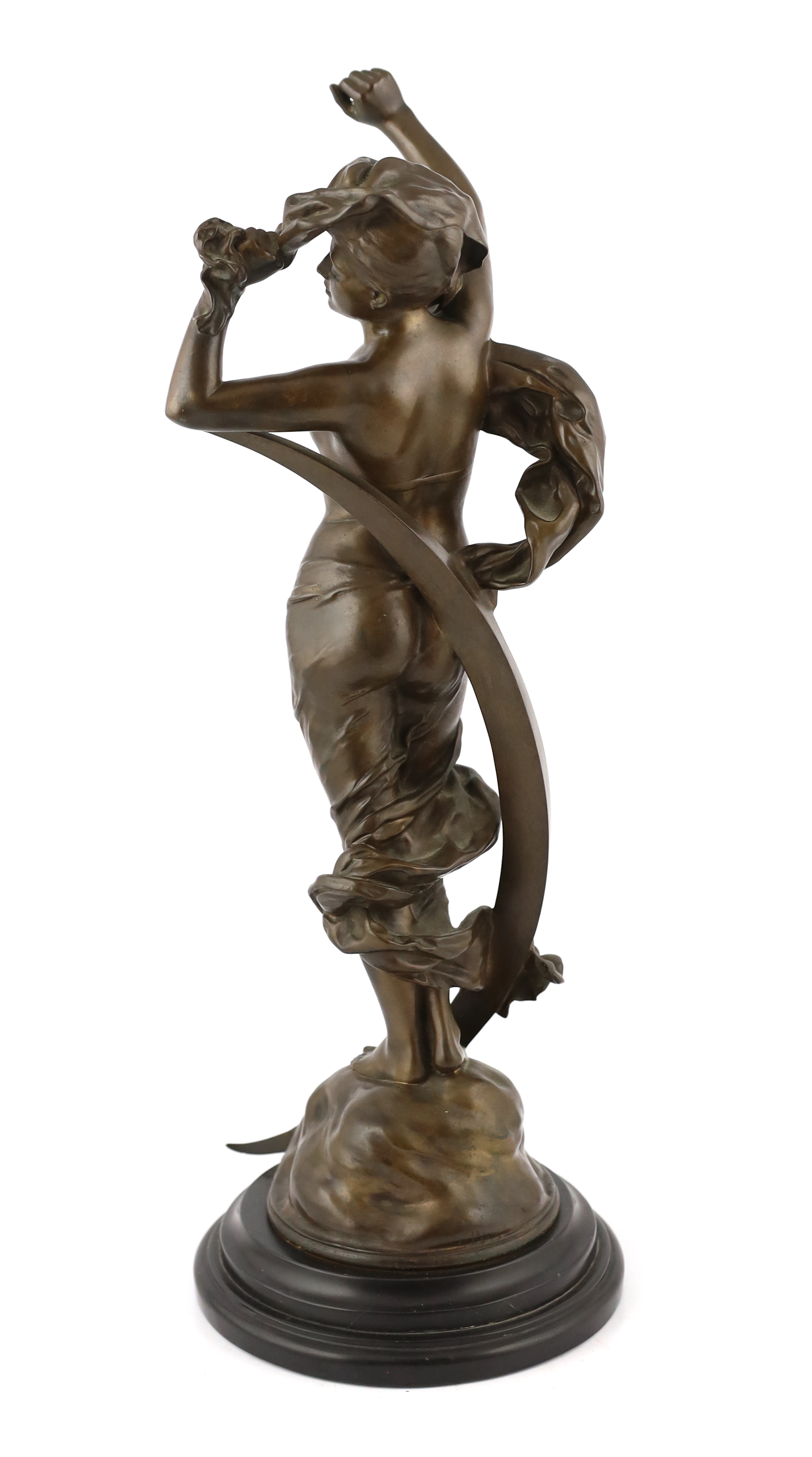 Charles Ernest Dagonet (French, 1856-1926), a bronze figure of 'La Nuit' 22cm diameter, 58cm high